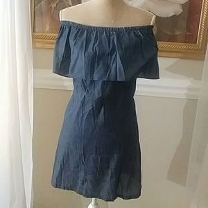 Off-the-Shoulder Mini Jean Dress